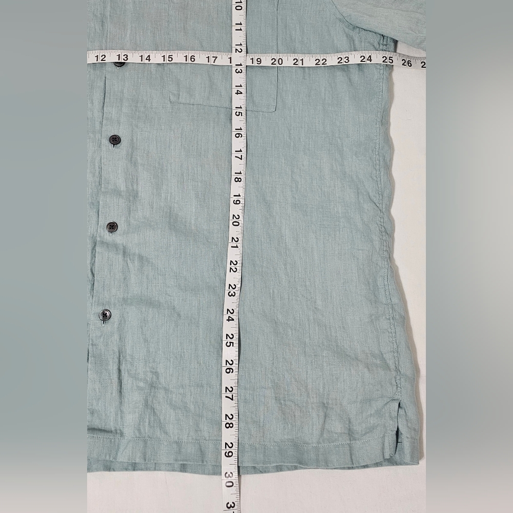 Theory Irving Linen Shirt XXL Sage Green Short Sleeve Button Up Luxury Minimalis - Picture 6 of 7